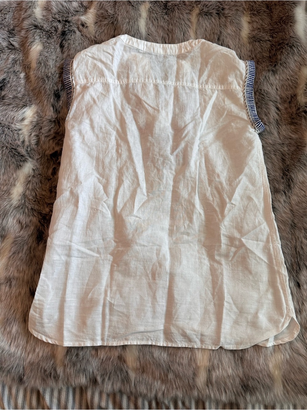 J. Crew Cap Sleeve Embroidered Linen Top Size 00 - Picture 8 of 9